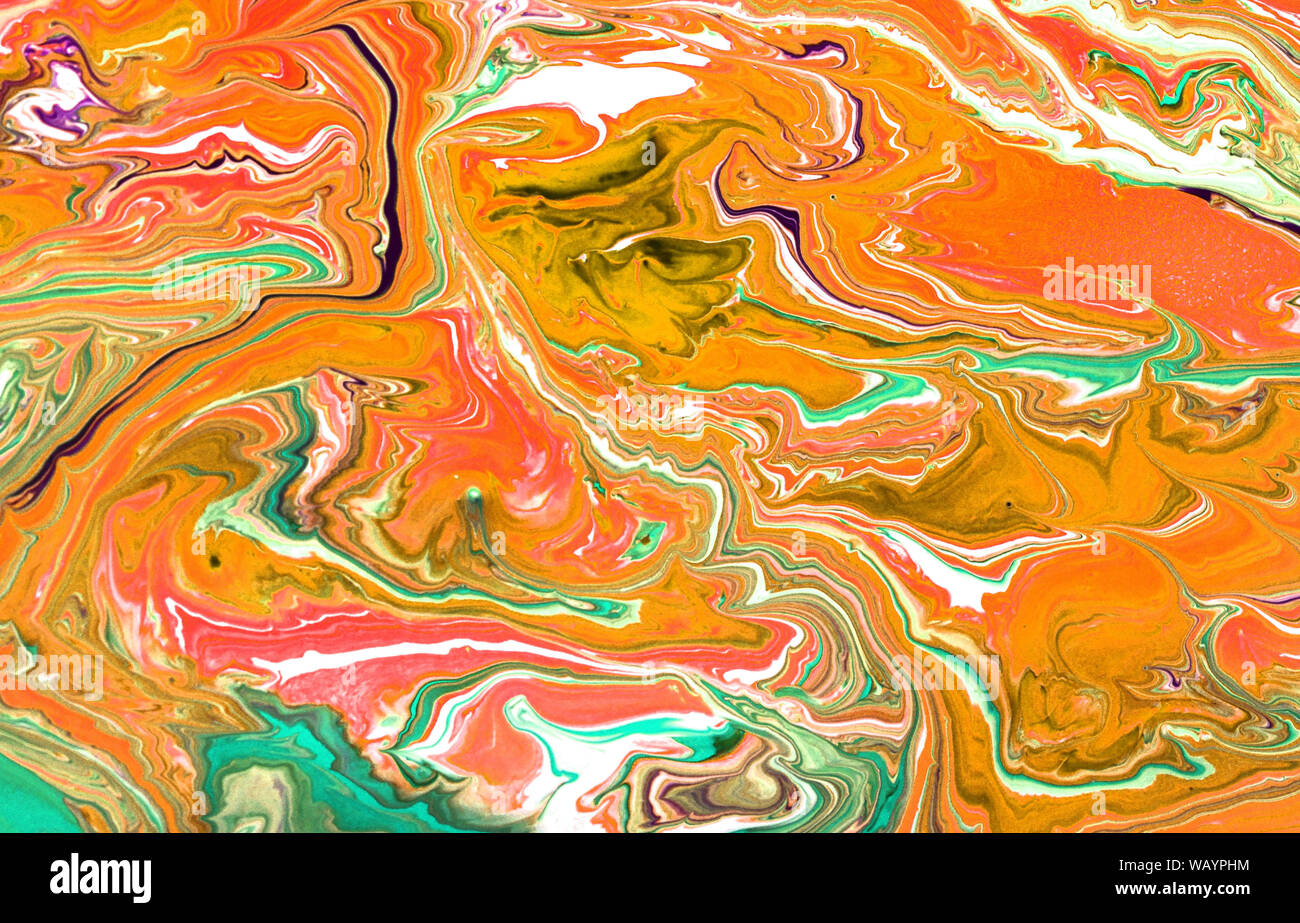 Abstract sfondo con bella fantasia modelli di inchiostro. Vernice liquida. Arte di fluido L'ornamento di marmo. Art Design per il design. Luminose colorate Foto Stock