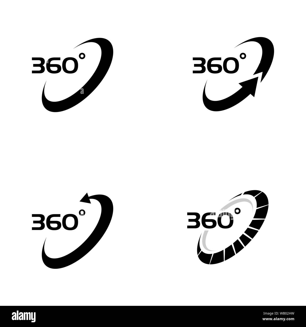 Vista a 360 relative icone vettoriali del modello di progettazione Illustrazione Vettoriale