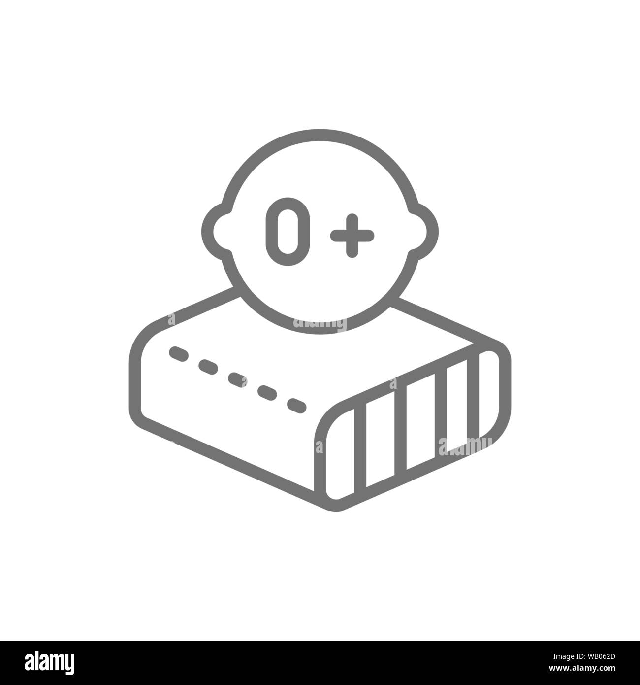 Materasso con materiali leggeri per baby, materasso ortopedico icona linea. Illustrazione Vettoriale