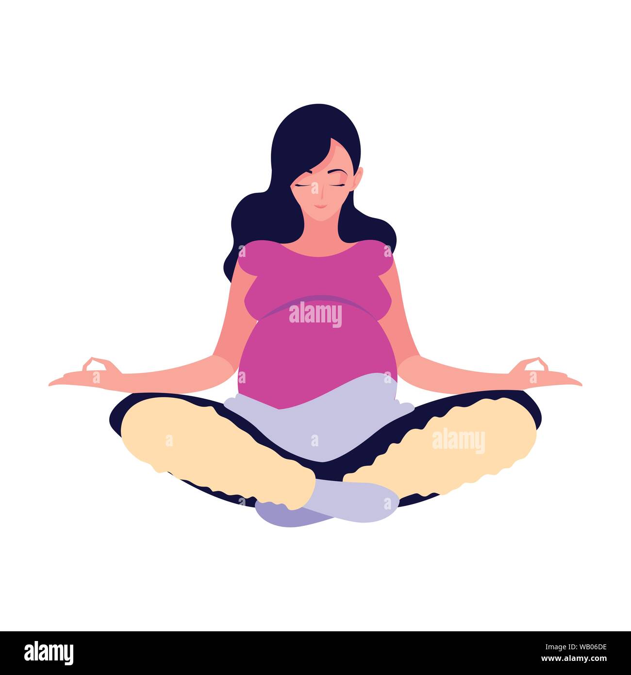 Donna incinta seduta pongono yoga lotus - la gravidanza e la maternità illustrazione vettoriale Illustrazione Vettoriale