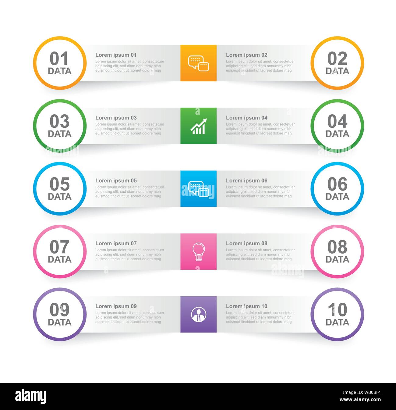 Scheda Infographics in orizzontale indice di carta con 10 modello di dati. Illustrazione Vettoriale sfondo astratto. Può essere utilizzato per il layout di flusso di lavoro, business s Illustrazione Vettoriale