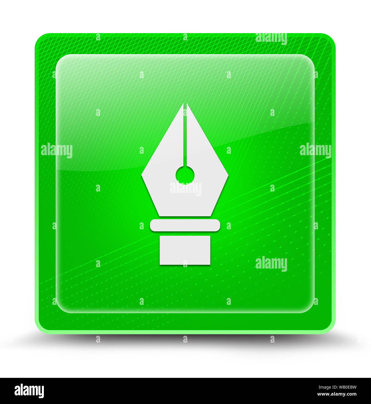 Icona penna isolato sul quadrato verde pulsante vetroso illustrazione astratta Foto Stock