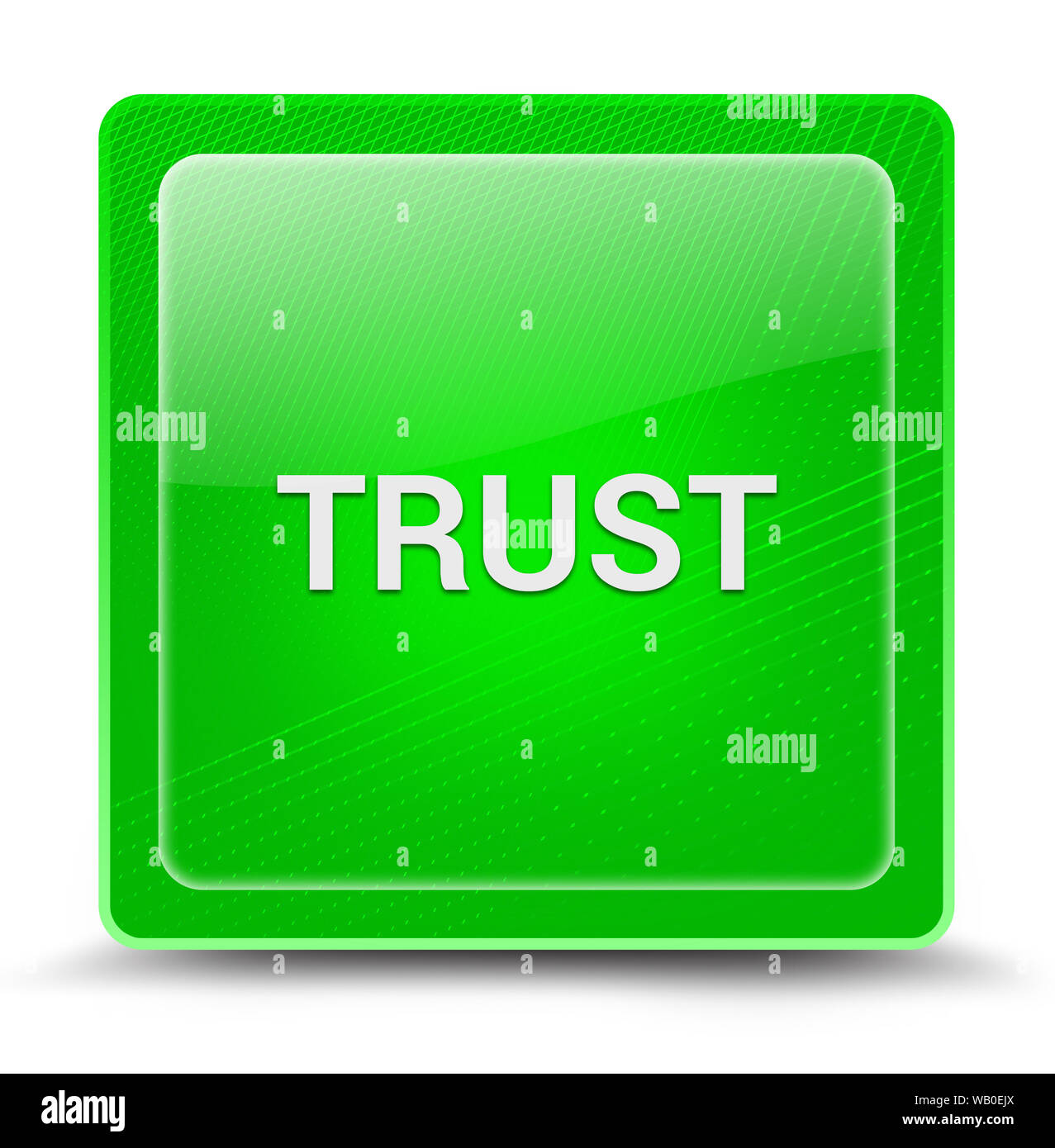 Fiducia isolato sul quadrato verde pulsante vetroso illustrazione astratta Foto Stock
