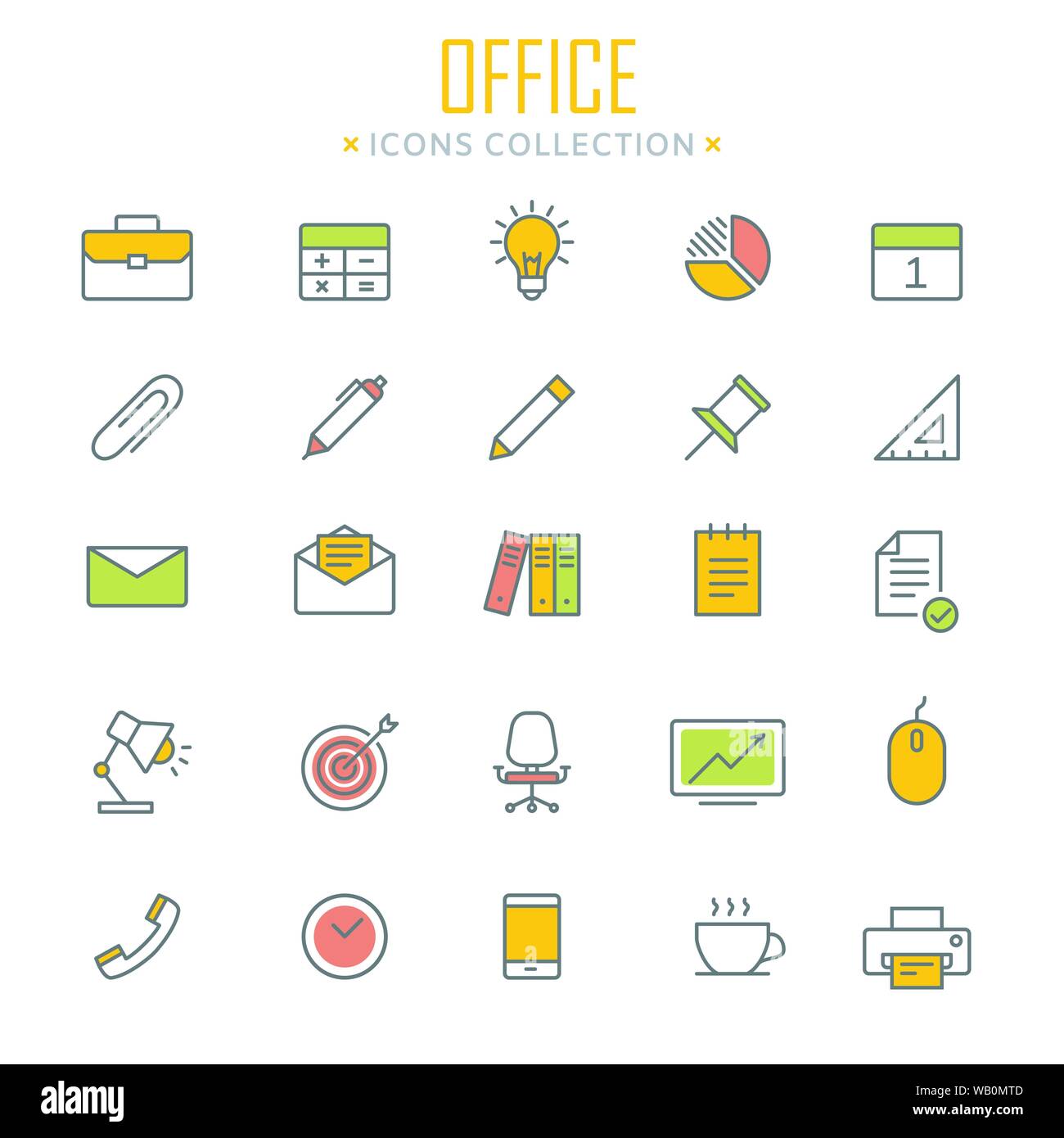 Raccolta di icone di Office Illustrazione Vettoriale