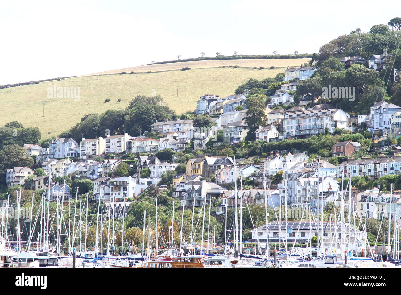 LA CITTÀ DI DARTMOUTH SUL FIUME DART NELLA CONTEA DI DEVON , INGHILTERRA DEL SUD OVEST, REGNO UNITO. VIAGGI. VIAGGIARE NEL REGNO UNITO. TURISMO. TOUR IN INGHILTERRA. IN GIRO PER IL REGNO UNITO. CITTÀ STORICHE DELLA GRAN BRETAGNA. DARTMOUTH È SITUATO SUL FIUME DART E UN NOTEVOLE RESIDENTE È STATO THOMAS NEWCOMEN NATO NEL 1663 CHE INVENTÒ IL PRIMO MOTORE ATMOSFERICO CHE FU IL PRIMO MOTORE DI POMPAGGIO A VAPORE DI SUCCESSO. STAYCATION. Foto Stock