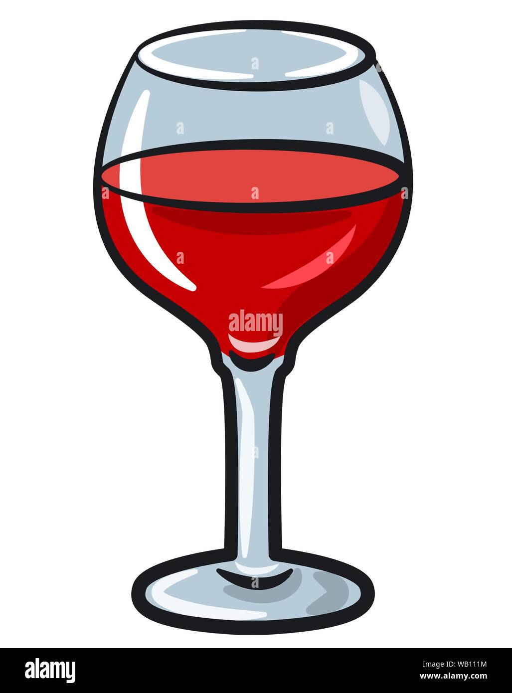 Illustrazione del vino rosso del vetro su sfondo bianco Illustrazione Vettoriale