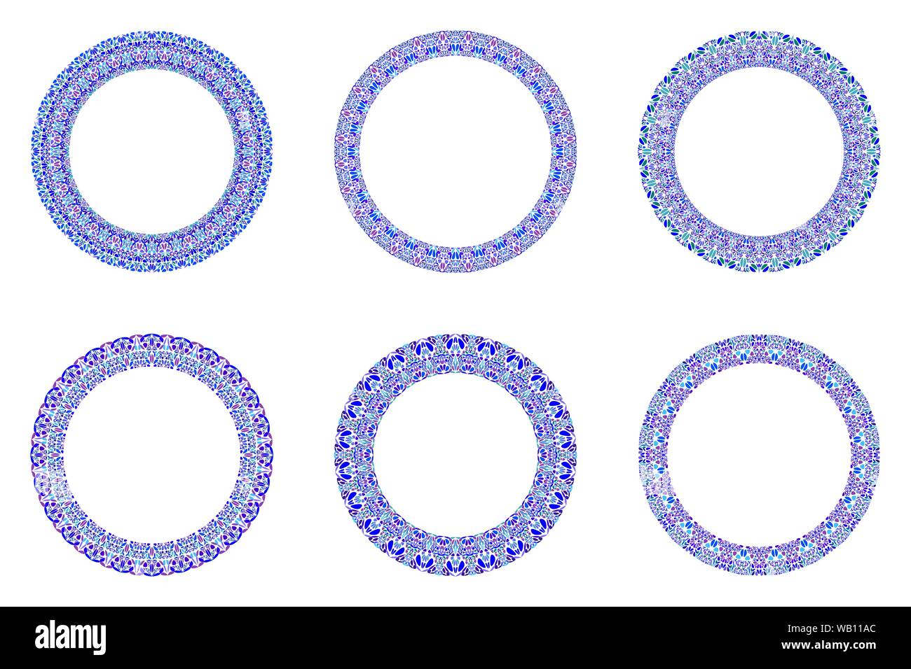 Geometrico astratto floreale corona circolare set - round vettore di elementi di design Illustrazione Vettoriale