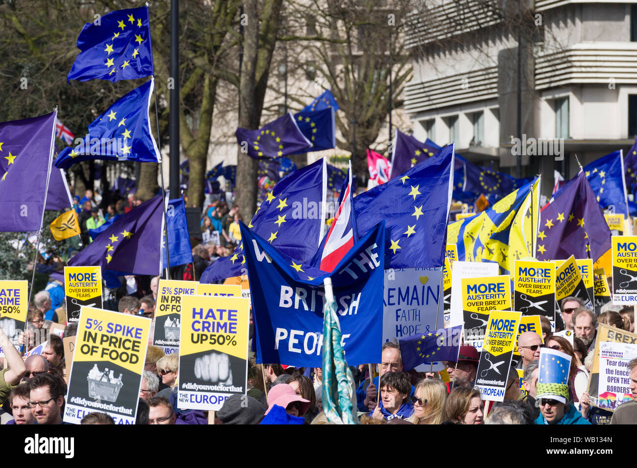 Unite per l'Europa, Pro Unione europea marzo, Park Lane, Londra, Gran Bretagna. Unite per l'Europa, è un'organizzazione che che Pro UE e non ha mai voluto Brexi Foto Stock