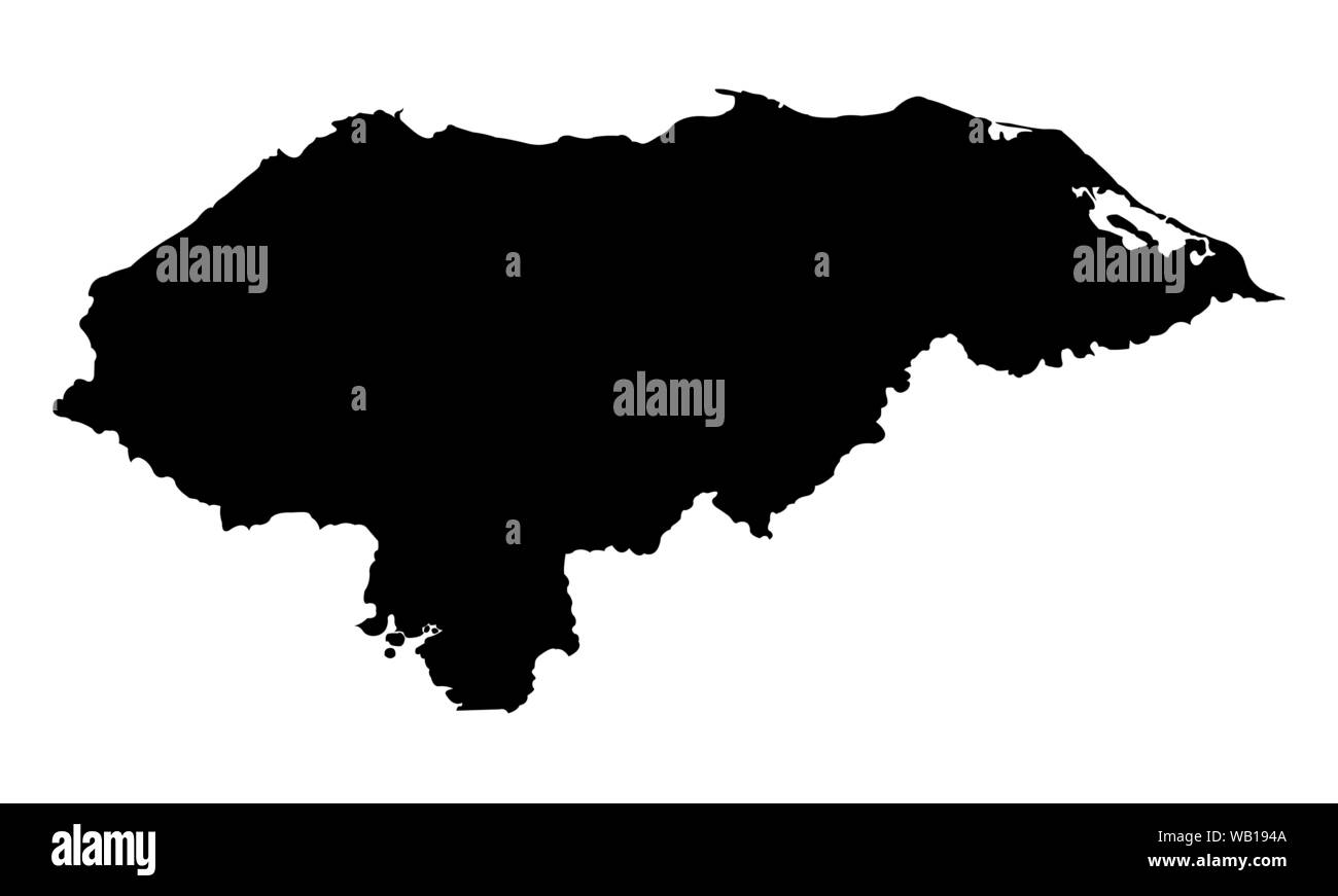Honduras sagoma scura mappa isolati su sfondo bianco Illustrazione Vettoriale