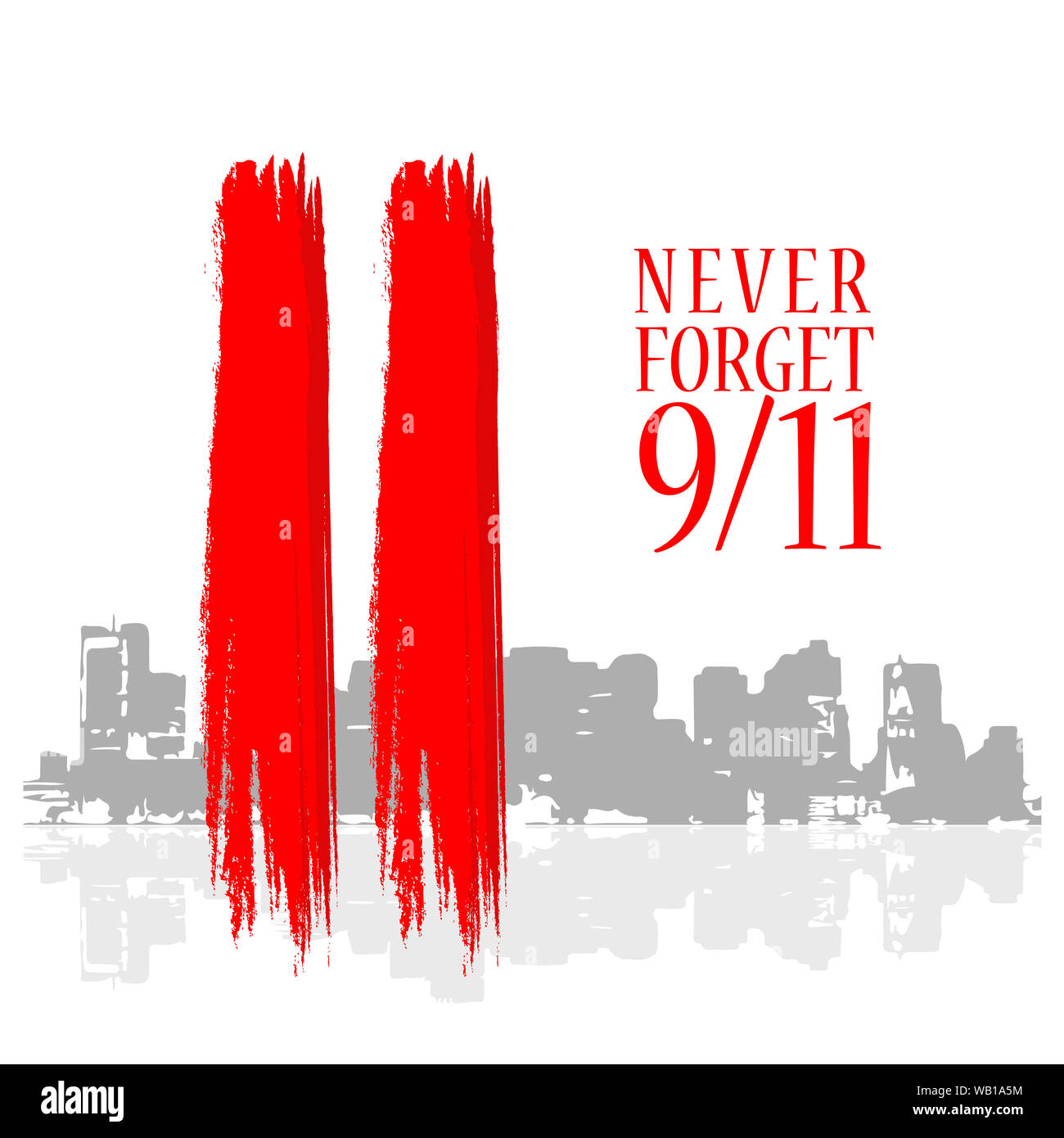 Patriot day poster del vettore. Settembre 11. Non dimenticate mai. Foto Stock