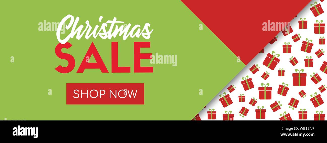 Vendita di natale. Lo shopping online è il vettore lungo modello di pagina di intestazione Illustrazione Vettoriale