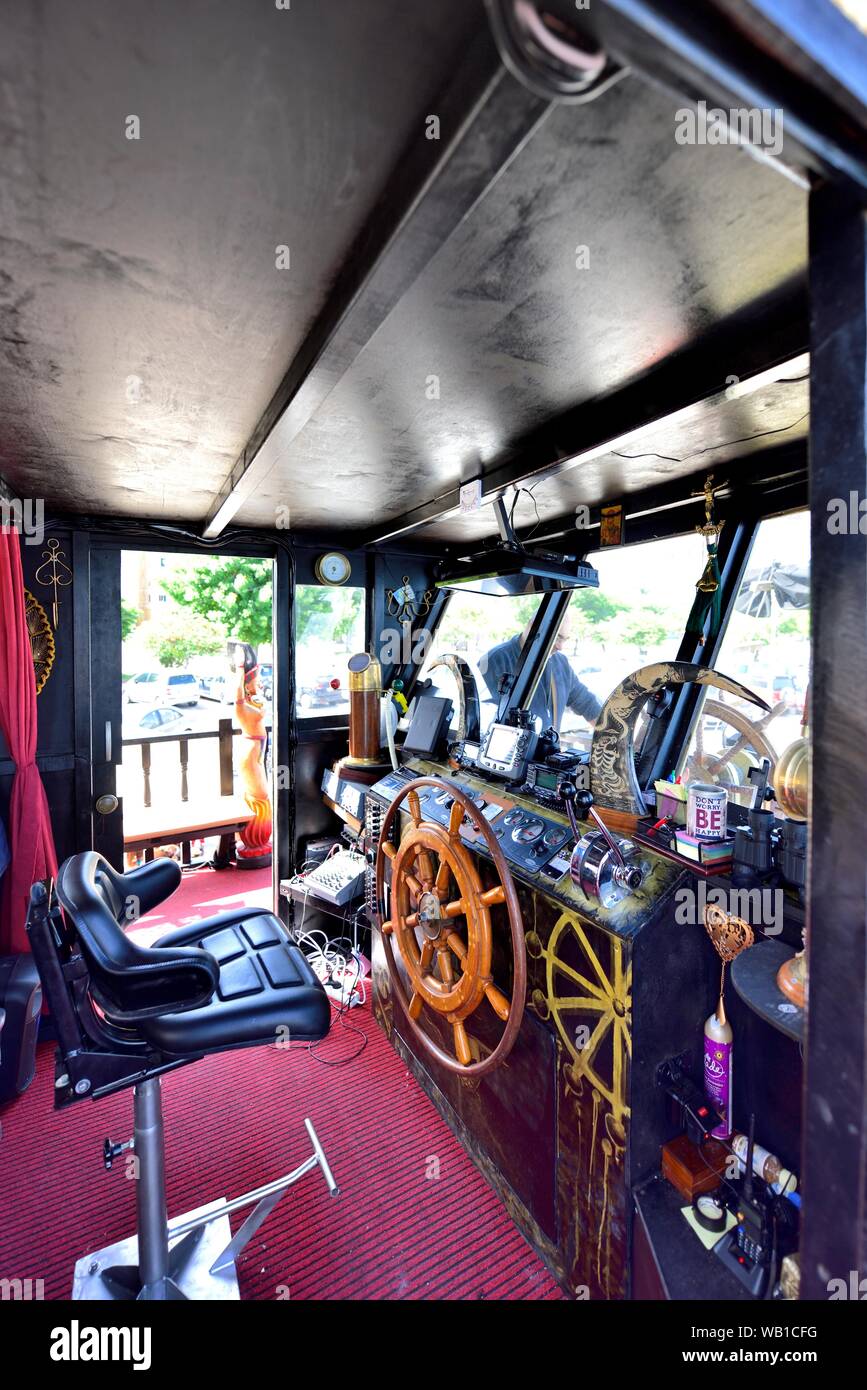 Navi pirata ruota,rosa nero,Corfù, Grecia Foto Stock