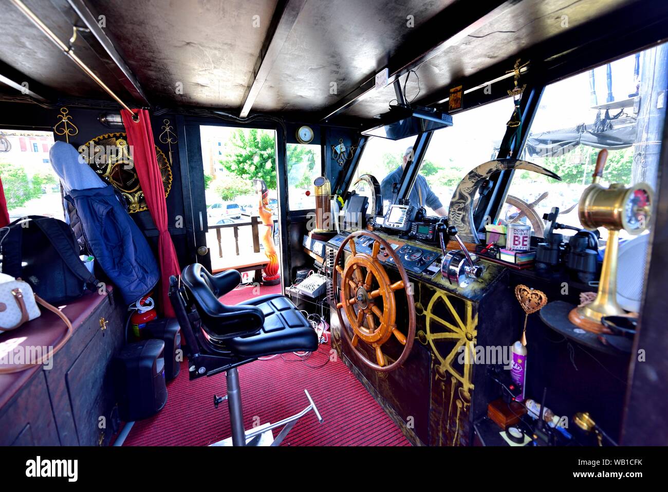 Navi pirata ruota,rosa nero,Corfù, Grecia Foto Stock