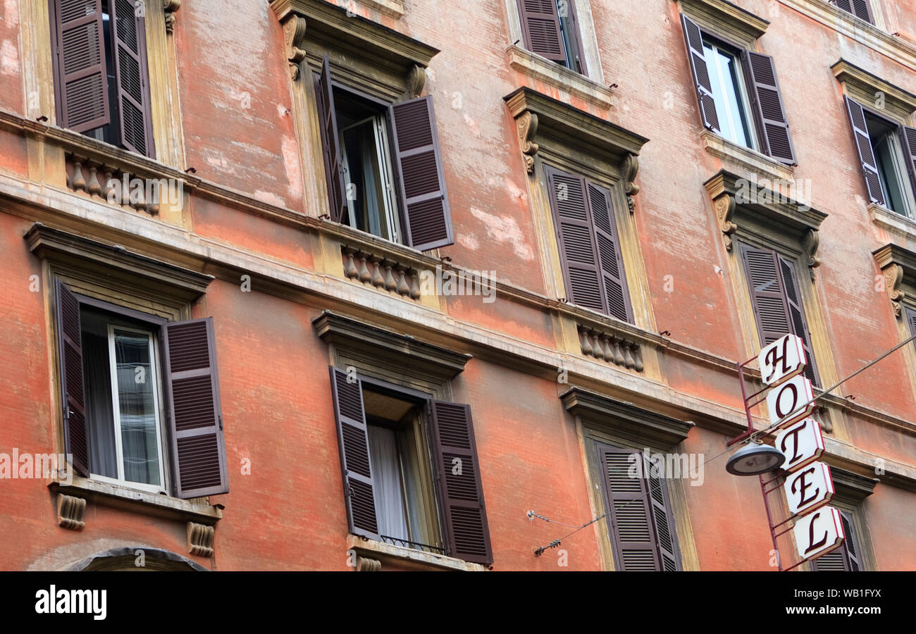 L'esterno di un hotel a Roma, Italia Foto Stock