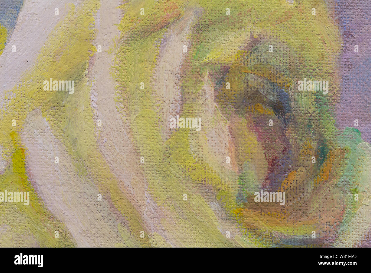 Rose fiore pittura - riassunto originale dipinto a olio di bella fresca rosa gialla su tela.Impressionismo moderno, il modernismo Foto Stock