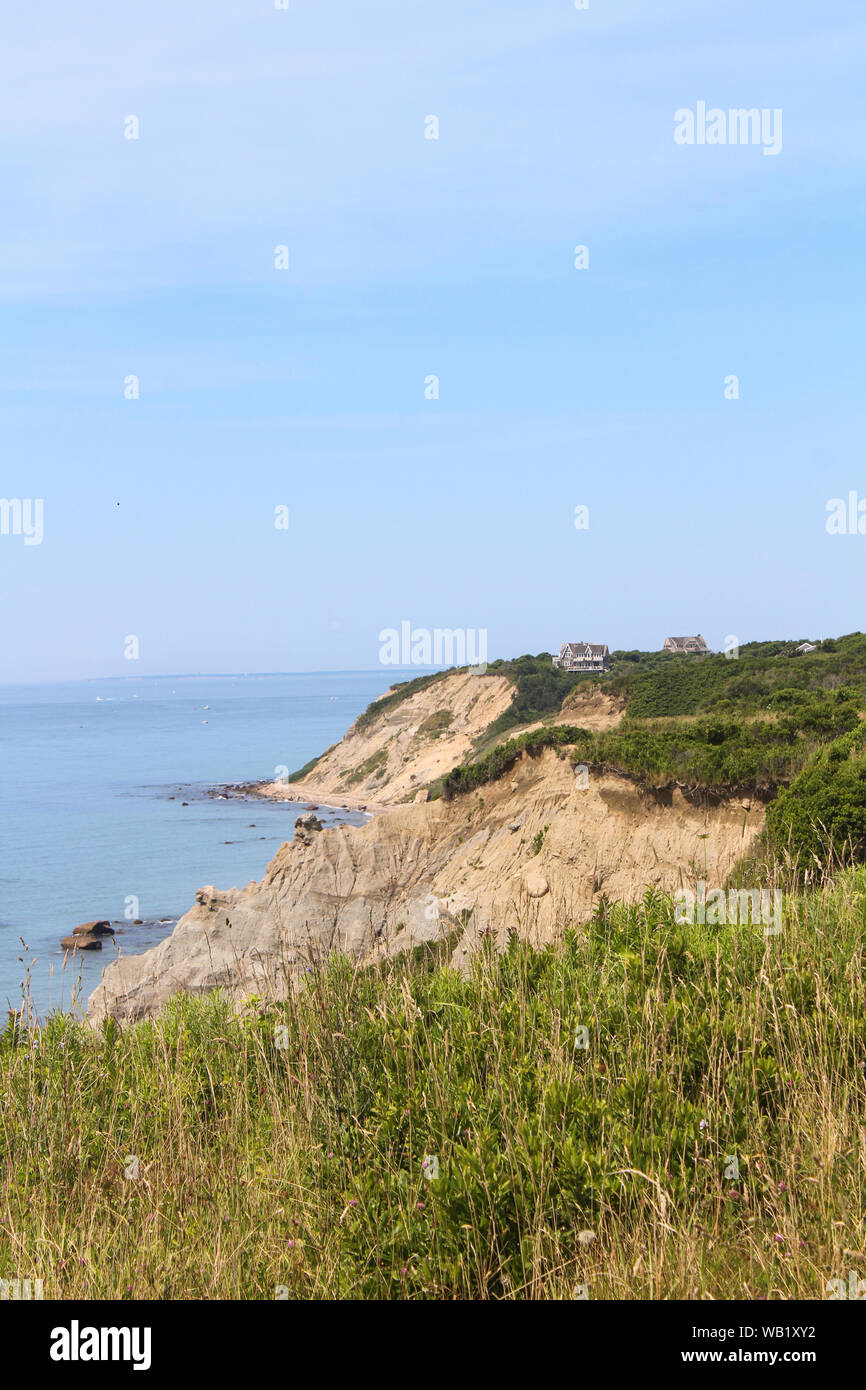 Mohegan Bluffs su Block Island, Rhode Island Foto Stock