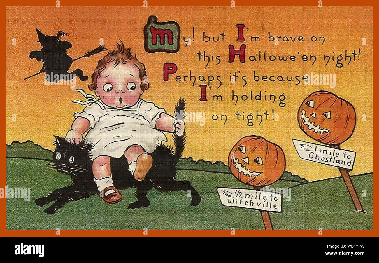 Cartolina d'epoca - Halloween Cartoon - 31st ottobre Foto Stock