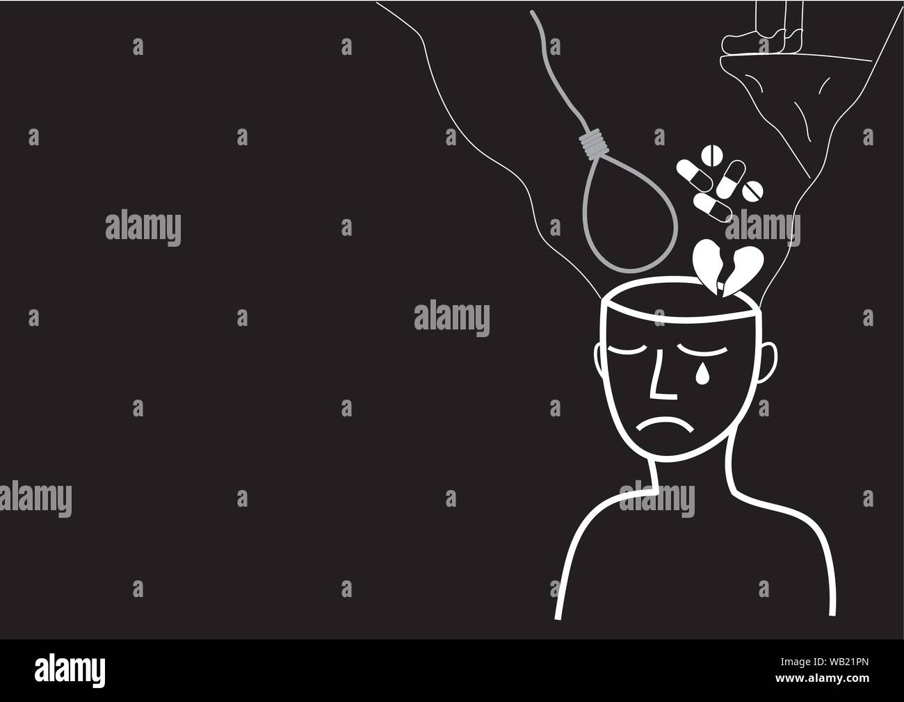 La depressione (disturbo depressivo maggiore) Illustrazione Vettoriale