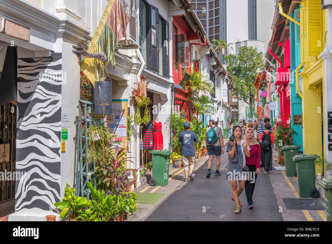 Negozi di Haji Lane in Kampong Glam distretto, città di Singapore, Singapore Foto Stock