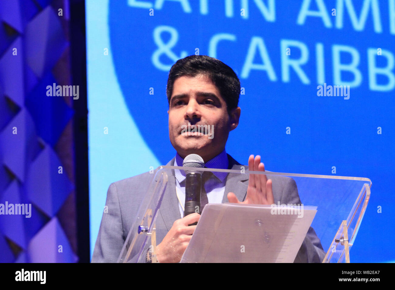 Salvador, Brasile. 23 Ago, 2019. LAC SETTIMANA CLIMA 2019 a Salvador Hall di Patamares, Salvador, Bahia. Nella foto, Sindaco di Salvador, ACM Neto. Credito: Mauro Akiin Nassor/FotoArena/Alamy Live News Foto Stock