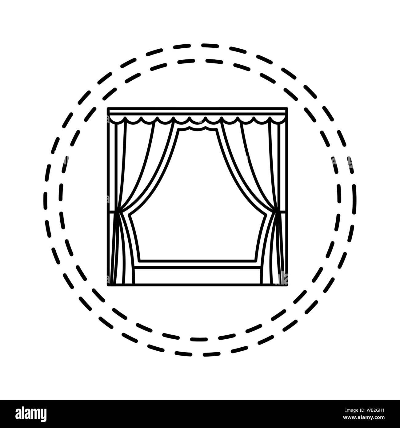Patch di teatro tenda caso isolato icona illustrazione vettoriale design Illustrazione Vettoriale