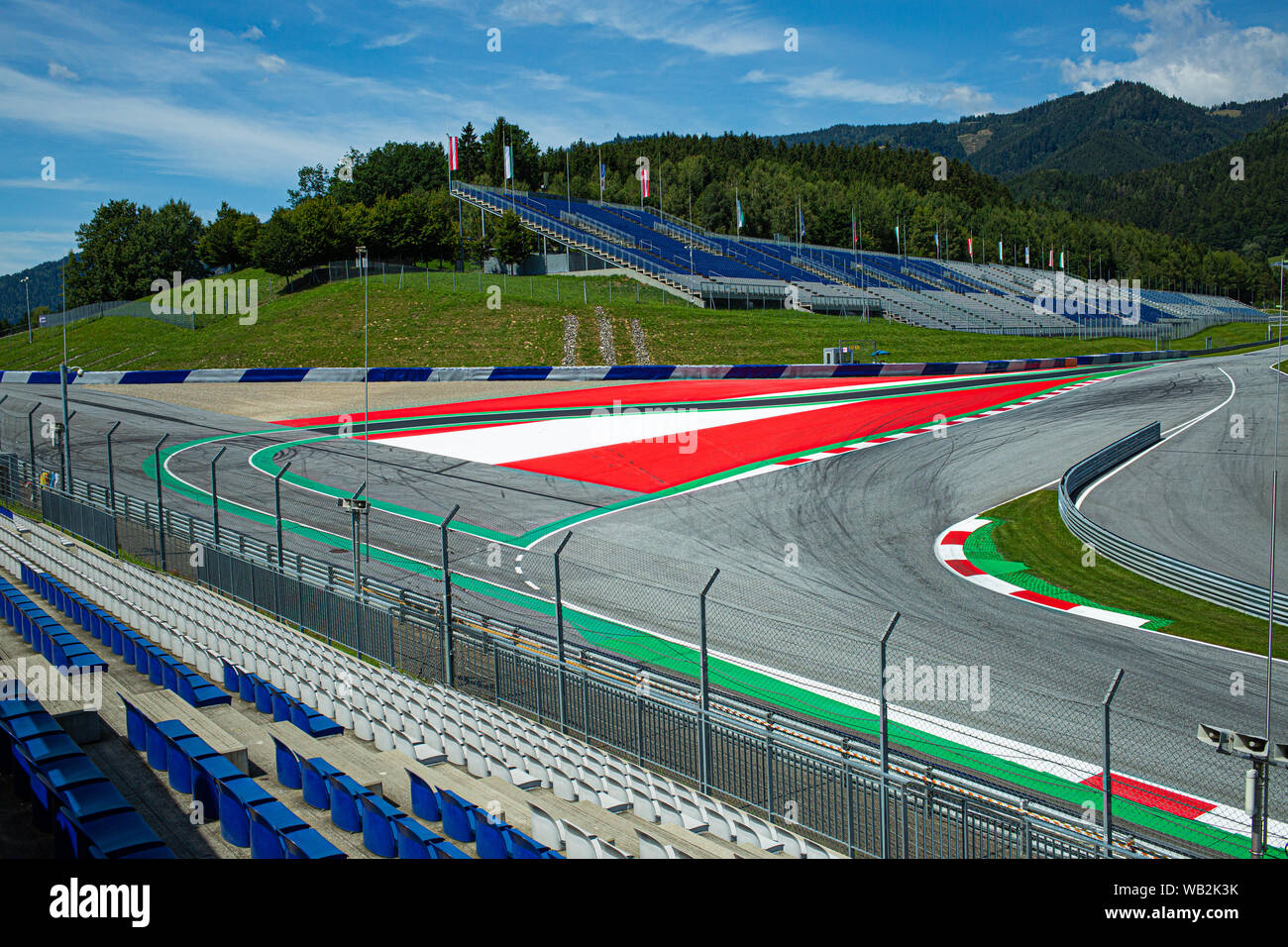 Spielberg / Stiria Austria - 15 agosto 2019 Vista panoramica della Red Bull Ring Red Bull Ring è un motorsport race track in Spielberg Stiria Austria Foto Stock