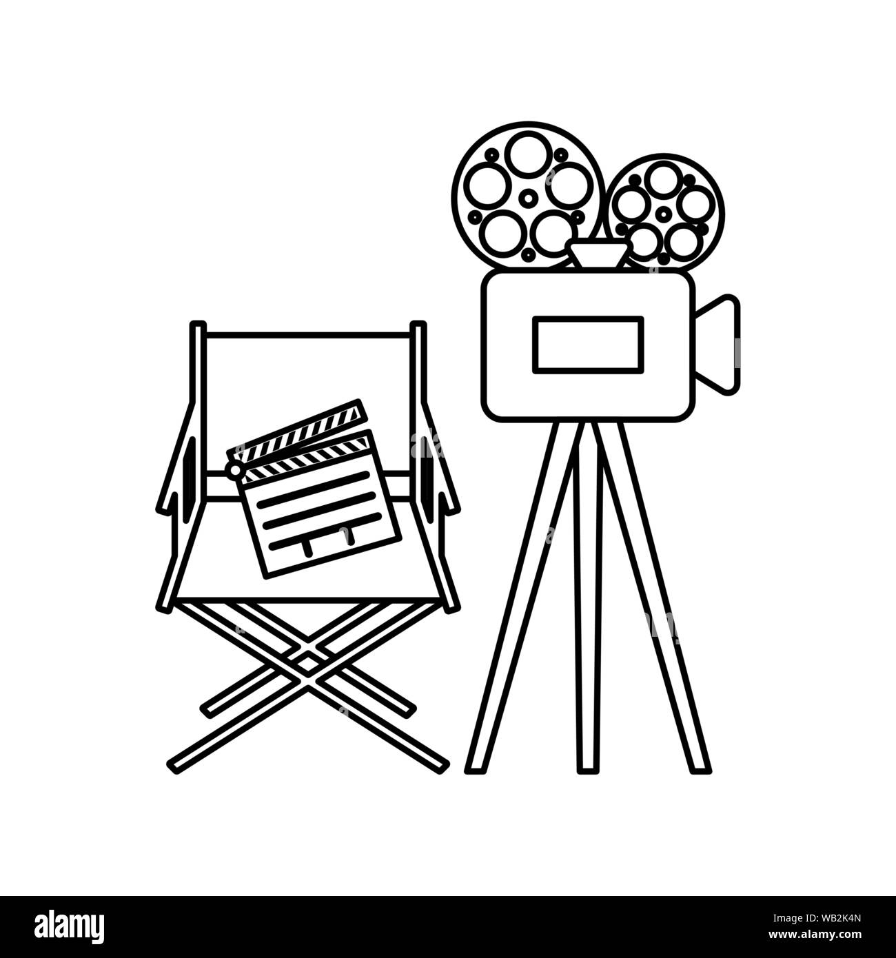 Cinema Sedia regista con fotocamera illustrazione vettoriale design  Immagine e Vettoriale - Alamy