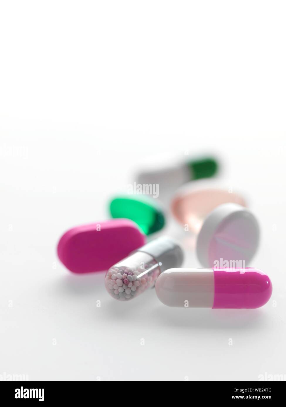 Assortimento di pillole, compresse e capsule. Foto Stock