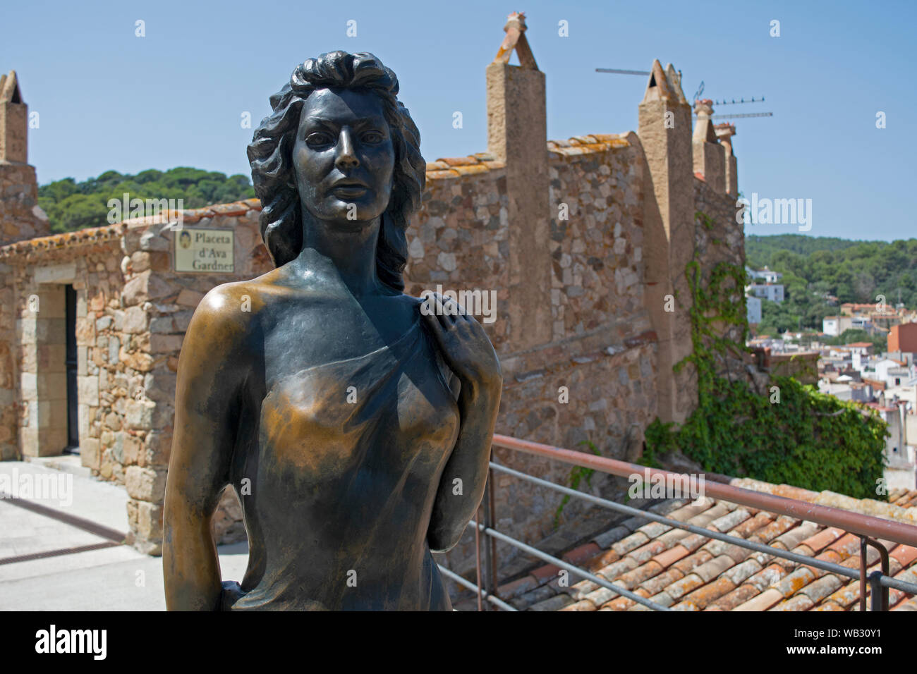 Statua di Ava Gardner nel vecchio villaggio di Tossa De Mar, Spagna Foto Stock