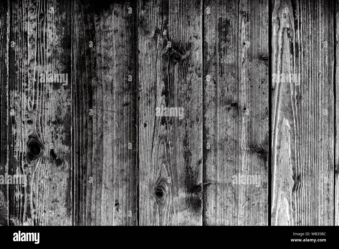 BW immagine del vecchio muro di legno o di sfondo texture. Vecchio Vintage sporco Planked grunge Texture di legno dello sfondo. Foto Stock