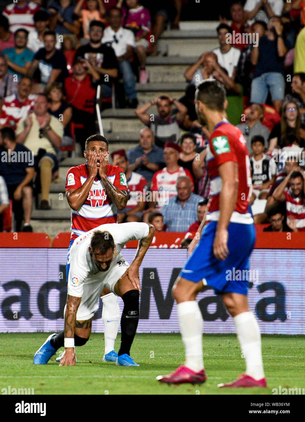 Granada CF player, Darwin Machis reagisce durante la Liga Santander corrispondono tra Granada CF e Sevilla FC. (Punteggio finale: Granada CF 0:1 Sevilla FC) Foto Stock