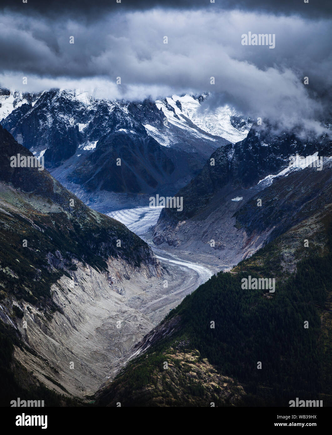 Mer de Glace Glacier presi da Lac Blanc Foto Stock