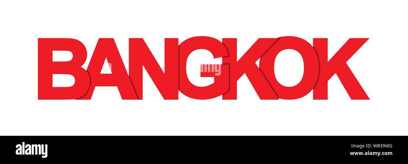 BANGKOK. Banner rosso con il nome della capitale della Tailandia per la progettazione e la decorazione Illustrazione Vettoriale