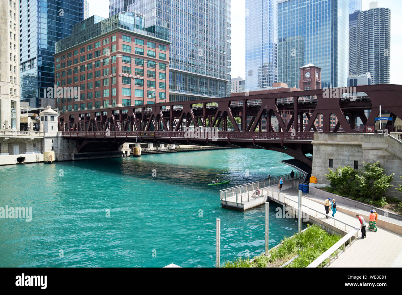 Wells street bridge ponte mobile di chicago, illinois, Stati Uniti d'America Foto Stock