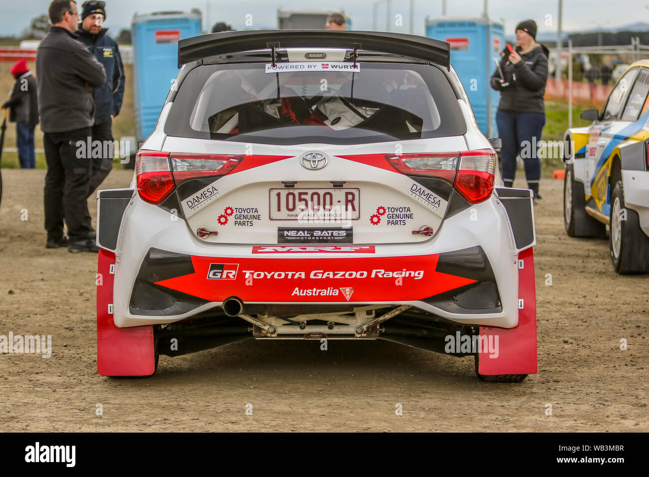 Ballarat, Victoria, Australia. 24 Agosto 2019- Camme rally australiano campionati/Vittoriano campionati rally - Eureka Rush Rally.La Toyota Yaris AP4 di Harry Bates e John McCarthy. Credito: Brett keating/Alamy Live News Foto Stock