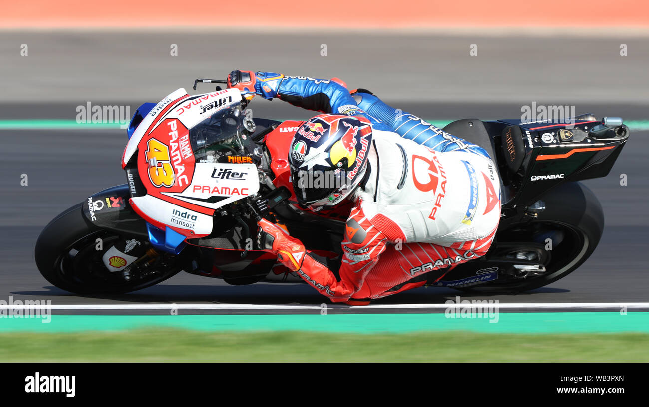 Jack Miller durante la pratica in anticipo della GoPro British Grand Prix MotoGP a Silverstone, Towcester. Foto Stock