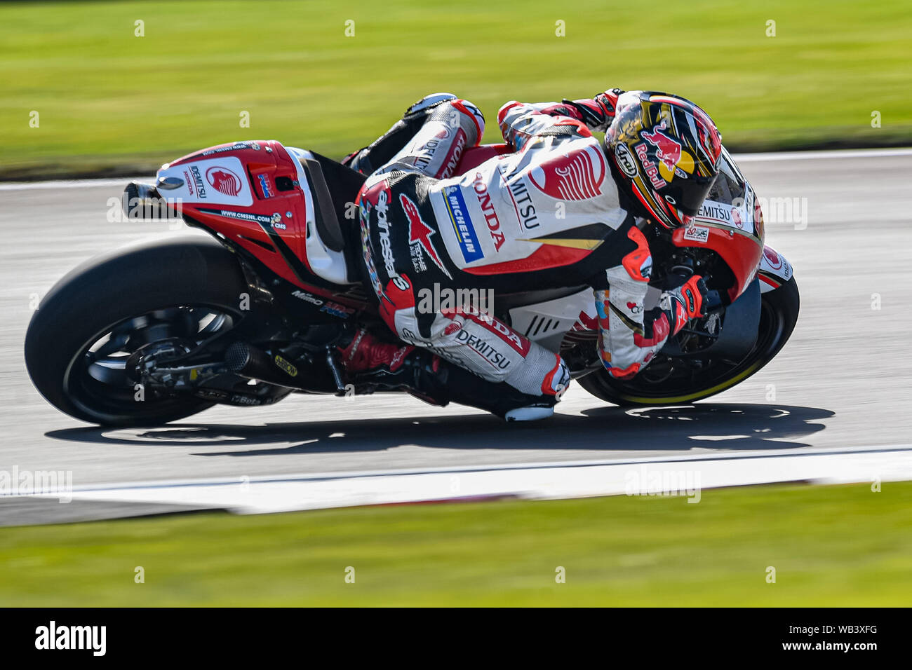 TOWCESTER, Regno Unito. 24 Ago, 2019. Takaaki Nakagami (JPN) di LCR Honda Idemitsu durante la sessione di prove libere 3 di GoPro British Grand Prix sul circuito di Silverstone il Sabato, 24 agosto 2019 a Towcester, Inghilterra. Credito: Taka G Wu/Alamy Live News Foto Stock