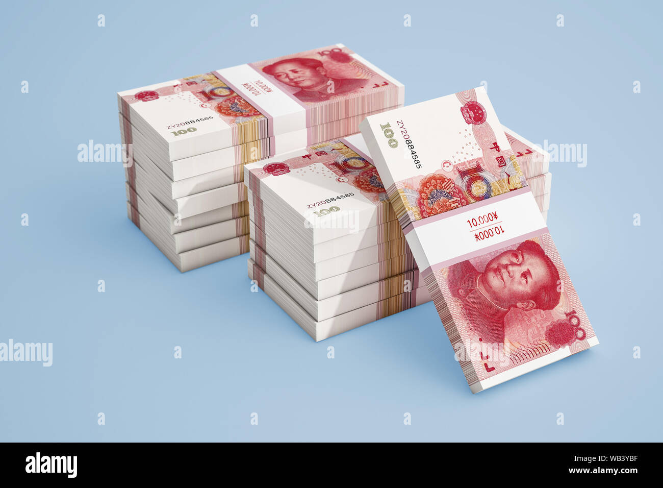 Yuan Cinese - Denaro - 3D Rendering Foto Stock