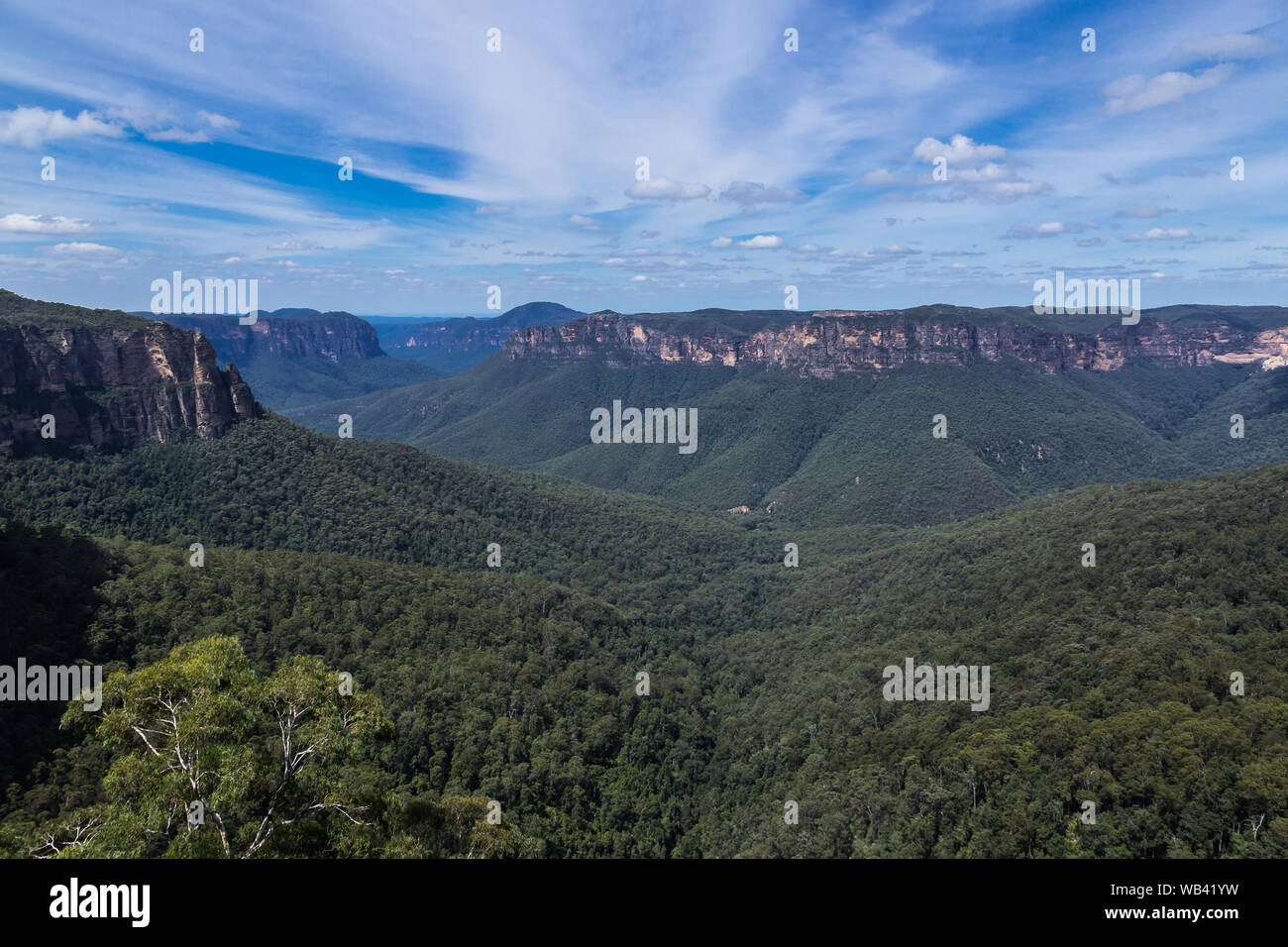 Viste delle Montagne Blu, Katoomba, NSW, Australia. Foto Stock