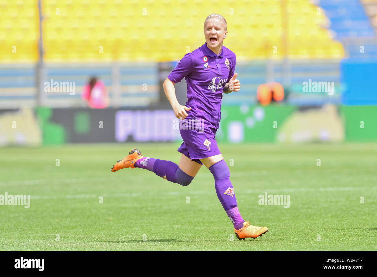 LANA CLELLAND durante la Fiorentina donna vs Juventus, Parma, Italia, 28 Apr 2019, Calcio Calcio Italiano Cup donne Foto Stock