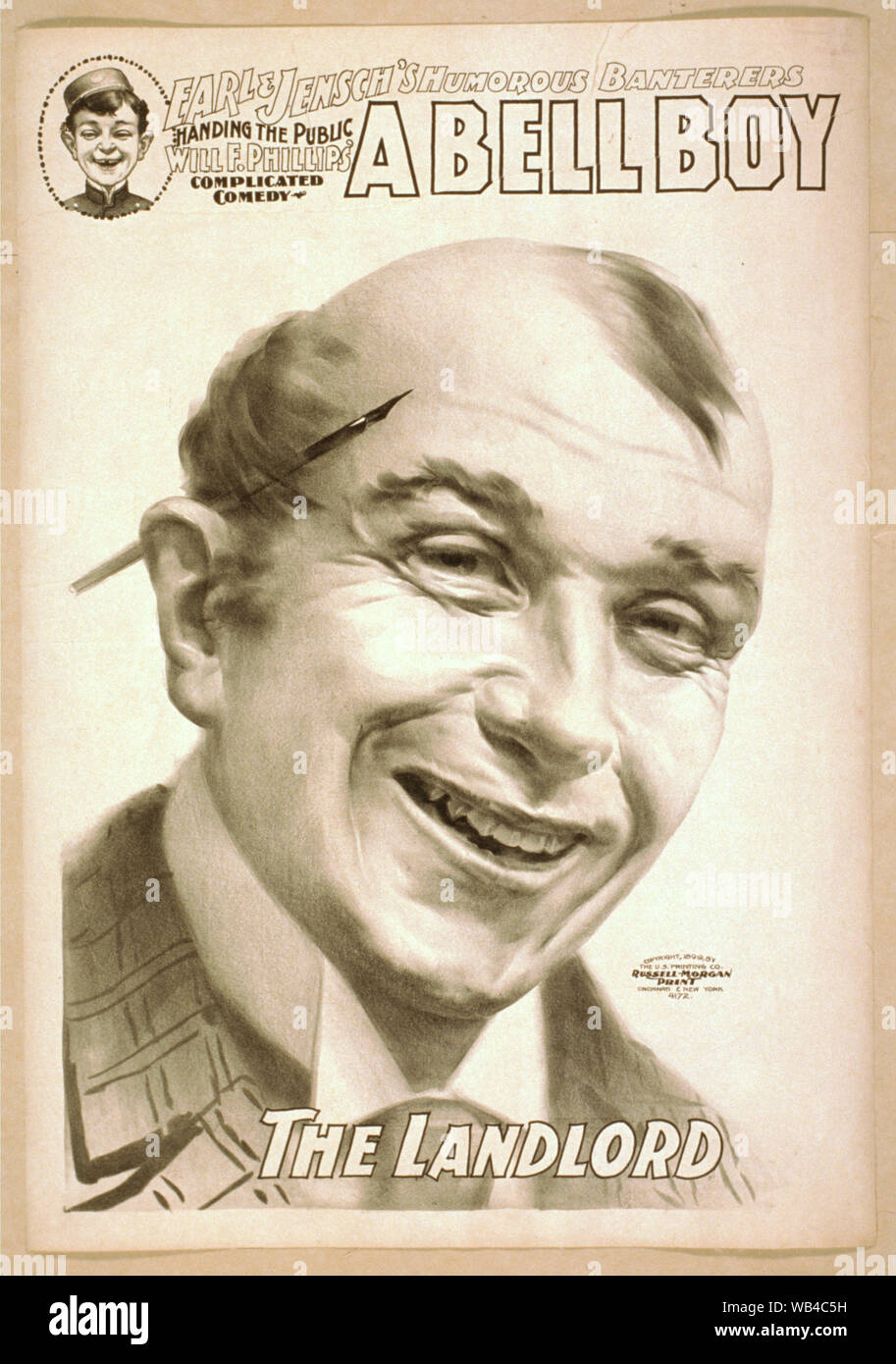 Earl & Jensch è divertente banterers consegnando il pubblico, F. Phillips complicato commedia, fattorino Abstract/medio: 1 : stampa in bianco e nero litografia ; foglio 71 x 49 cm. (Formato poster) Foto Stock