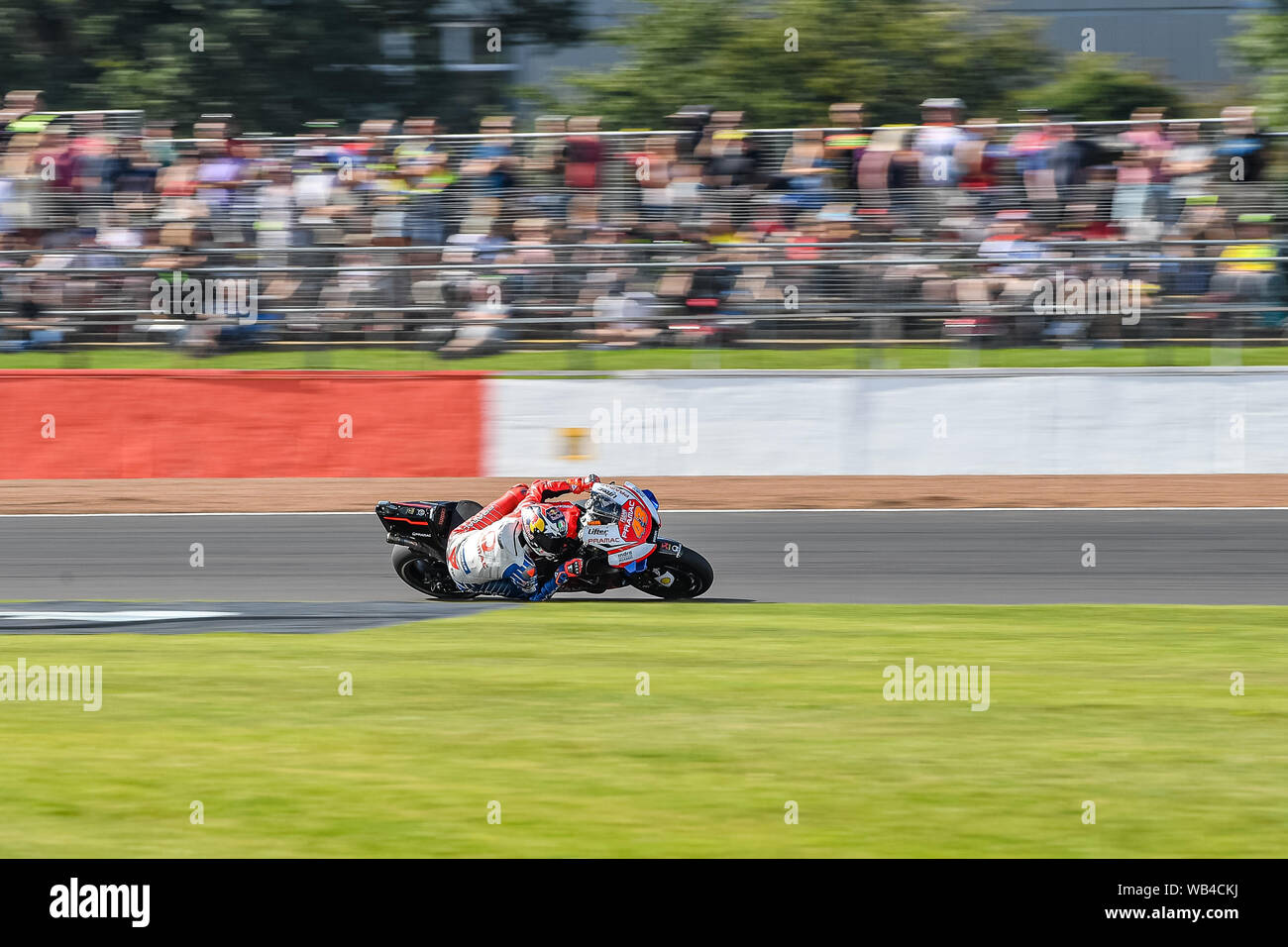 TOWCESTER, Regno Unito. 24 Ago, 2019. Jack Miller (AUS) Pramac Racing durante la sessione di prove libere 4 di GoPro British Grand Prix sul circuito di Silverstone il Sabato, 24 agosto 2019 a Towcester, Inghilterra. Credito: Taka G Wu/Alamy Live News Foto Stock