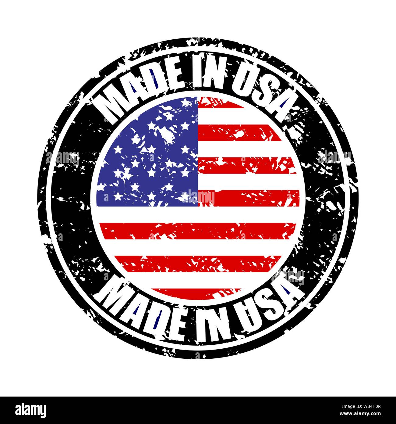 Made in USA, colorato di timbro di gomma. Vettore stati uniti fabbricazione timbro, fabbricata in America, Stati Uniti d'America fabbricante, origine produrre illustrazione. Impri Illustrazione Vettoriale