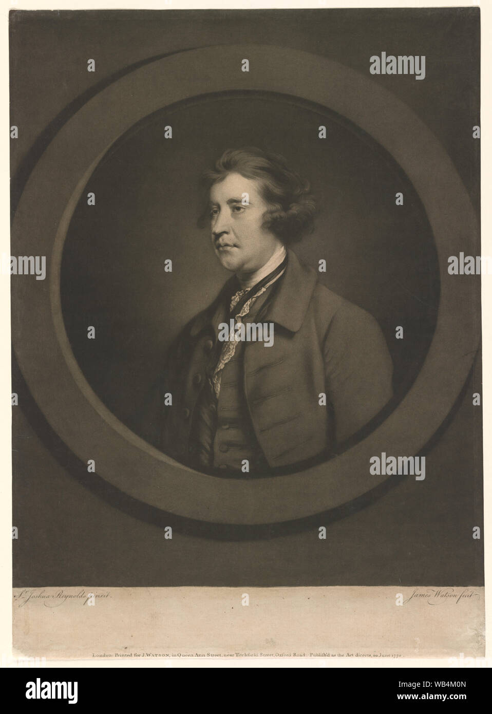 Edmund Burke, testa e spalle ritratto, rivolto verso sinistra, nel medaglione] / Suor Joshua Reynolds pinxt. ; James Watson fecit Abstract/medio: 1 stampa : mezzatinta. Foto Stock