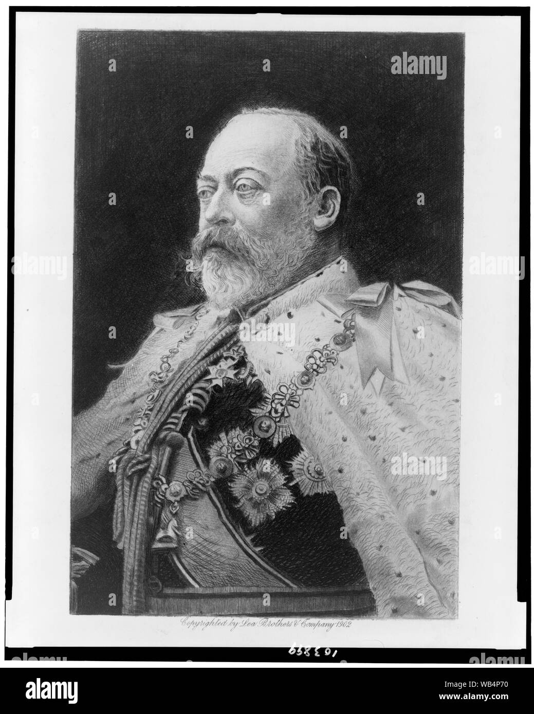 Re Edoardo VII / attaccato da Franz Raubicheck, dopo una vita di fotografia scattata in settembre, 1901. Abstract/medio: 1 stampa : incisione. Foto Stock