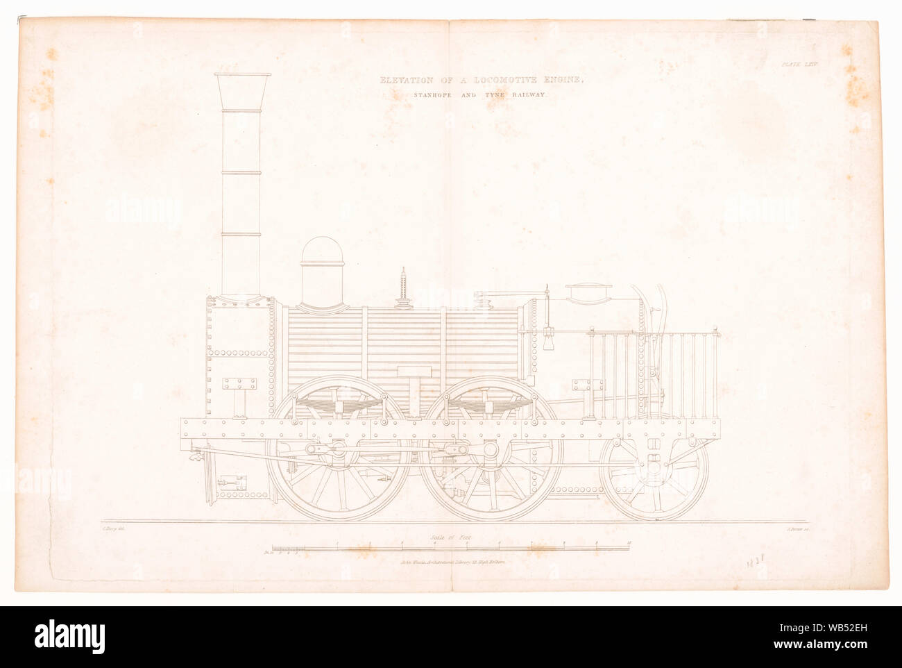 Elevazione di un locomotore motore, Stanhope e Tyne Railway Foto Stock