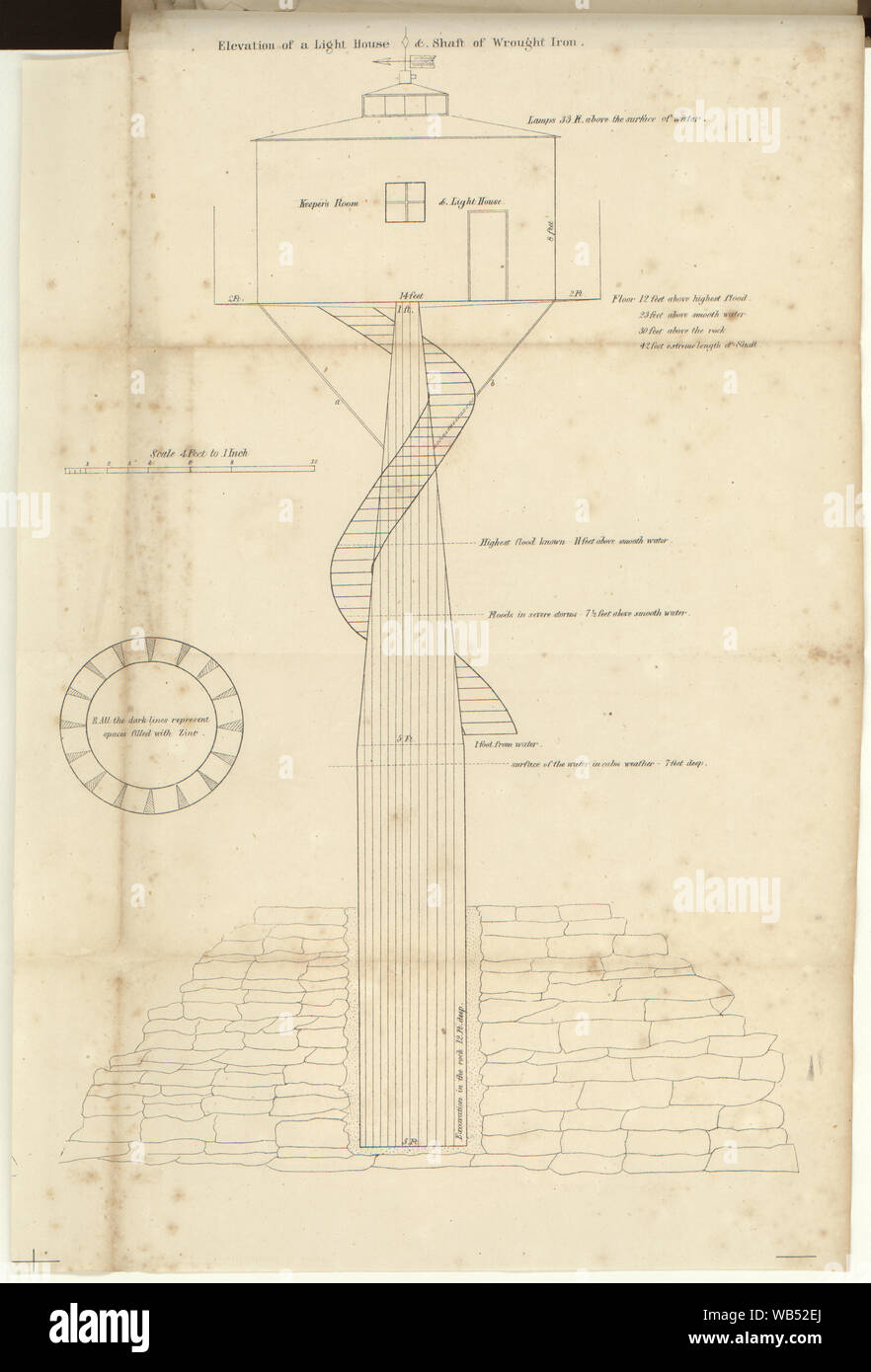 Elevazione di un light house & l'albero di ferro battuto Abstract/medio: 1 stampa. Foto Stock