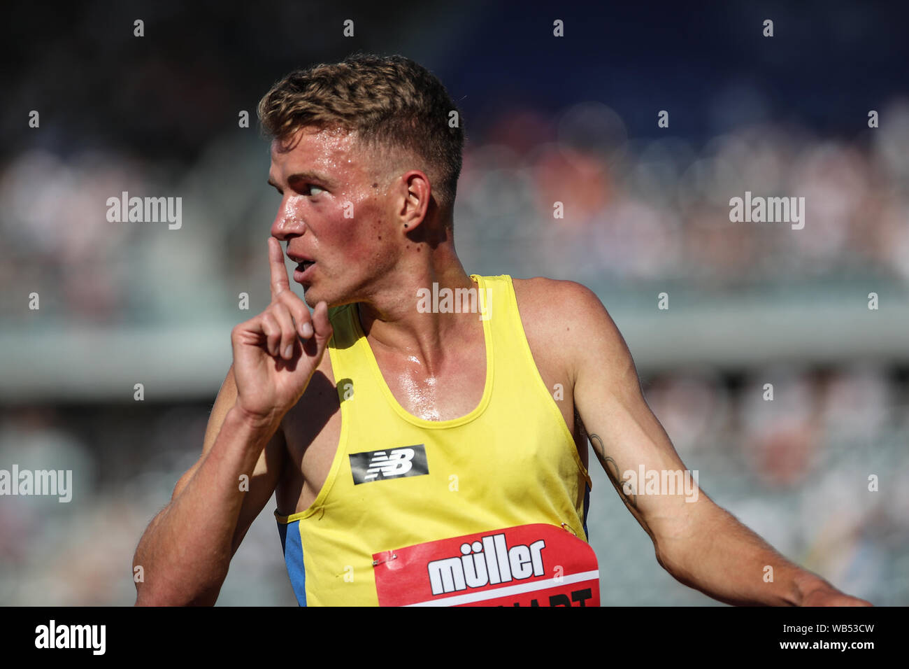 Birmingham, Regno Unito. 24 Ago, 2019. Andrew Butchart vince il Uomini 5000m durante il Muller British di Atletica a Alexander Stadium, Birmingham, Inghilterra il 24 agosto 2019. Foto di Jodi Hanagan. Solo uso editoriale, è richiesta una licenza per uso commerciale. Nessun uso in scommesse, giochi o un singolo giocatore/club/league pubblicazioni. Credit: UK Sports Pics Ltd/Alamy Live News Foto Stock