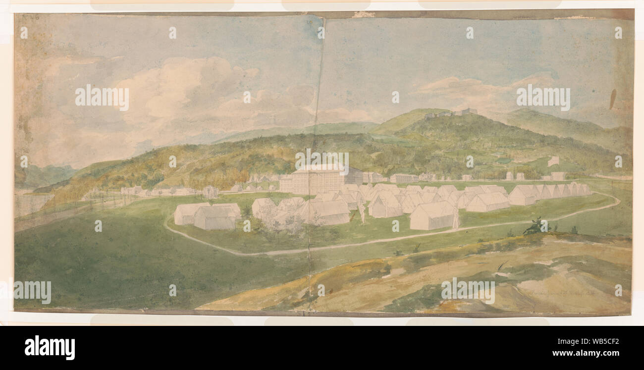 Encampment a West Point Abstract/medio: 1 disegno : acquerello e grafite su carta intessuta ; foglio 35 x 72 cm. Foto Stock