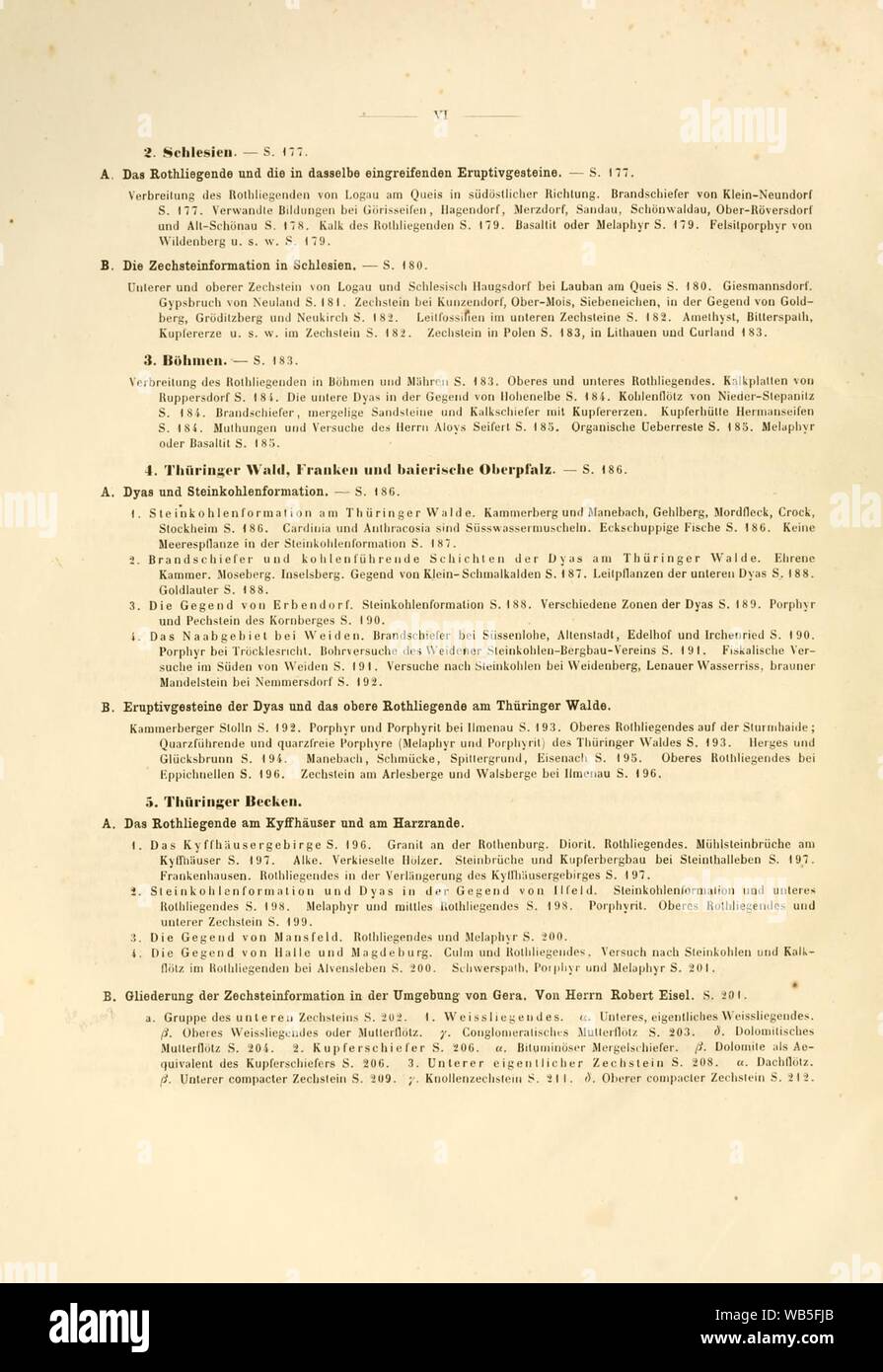 Dyas oder die Zechsteinformation und das Rothliegende Pagina (VI) Foto Stock